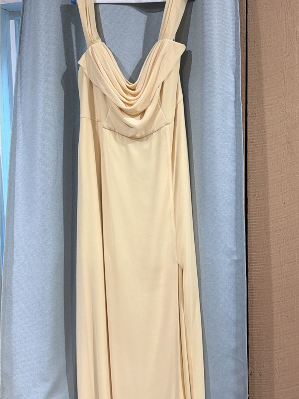 Celebrate It Pastel Yellow Cowl-Neck Maxi Dress